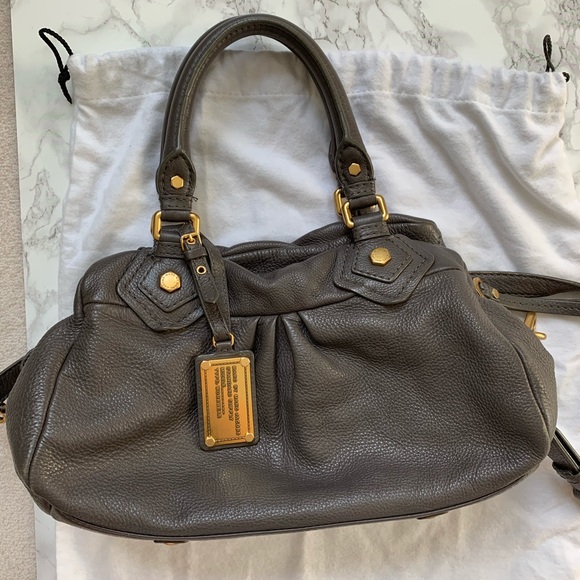 MARC JACOBS Classic Q Baby Groovee Leather Satchel Gold hardware Gray Grey - Picture 9 of 9